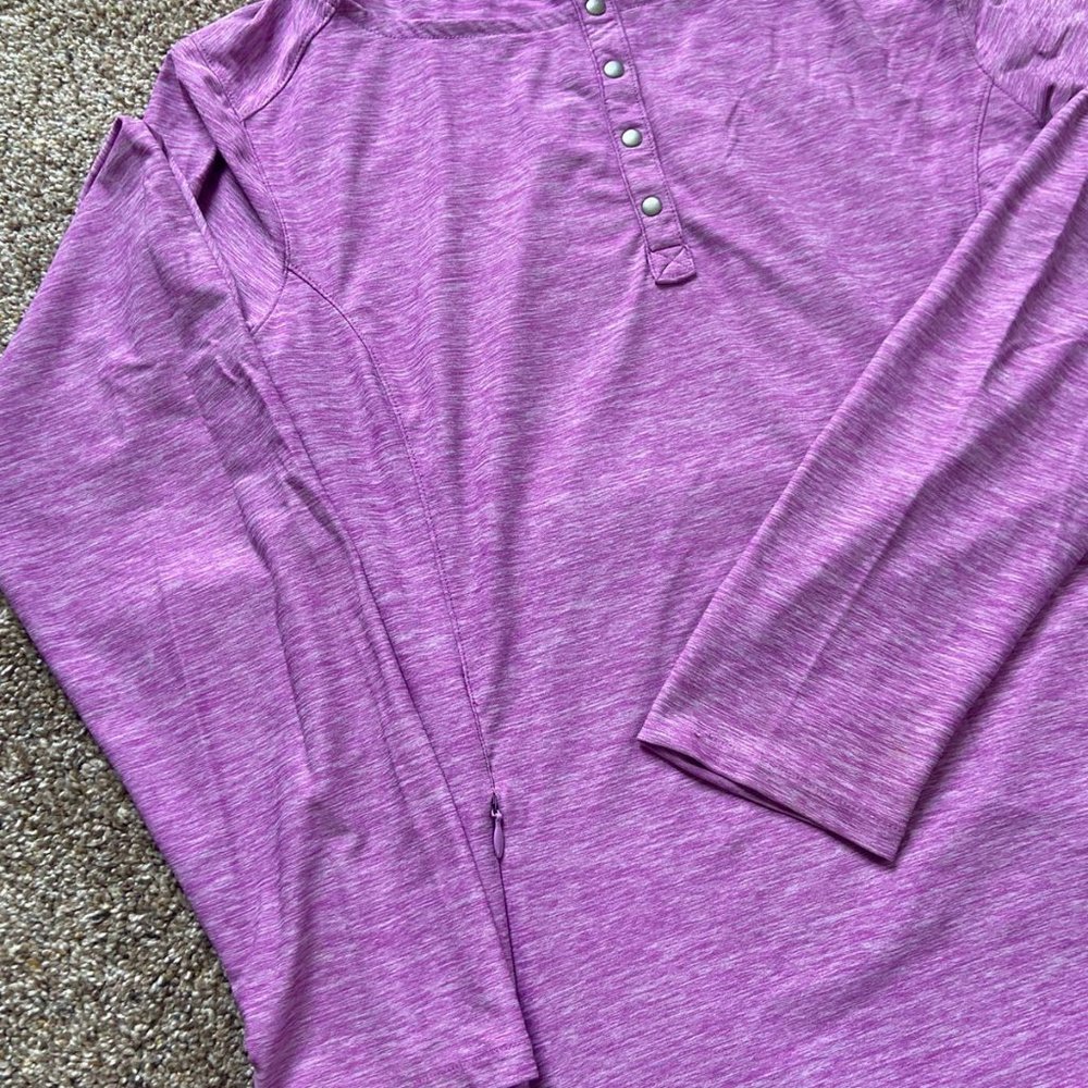 Duluth Trading Company Hooded Top Women's Size Small Pink Heather L/S Stretch